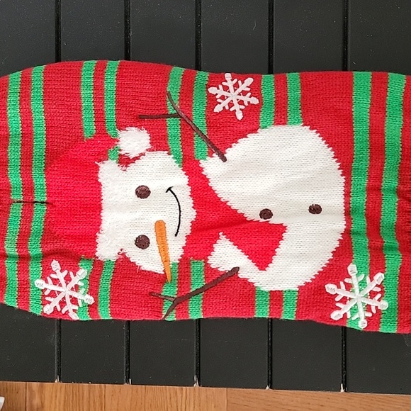 BRAND NEW Dog Sweater Snowman Medium Soft Knit Red Green BRAND NEW IN BAG - Picture 2 of 7